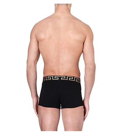Shop Versace Pack Of Two Iconic Slim-fit Stretch-cotton Trunks In White