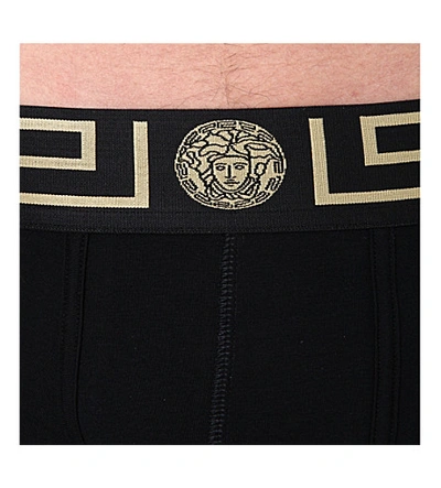 Shop Versace Pack Of Two Iconic Slim-fit Stretch-cotton Trunks In White