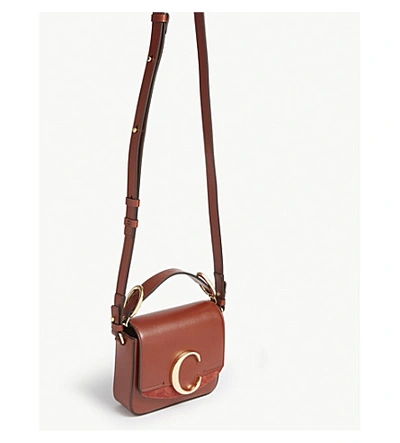 Shop Chloé Mini Chlo © C Leather Shoulder Bag In Sepia Brown