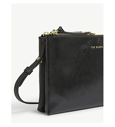 Shop Ted Baker Deenah Double Zip Leather Cross-body Bag In Black