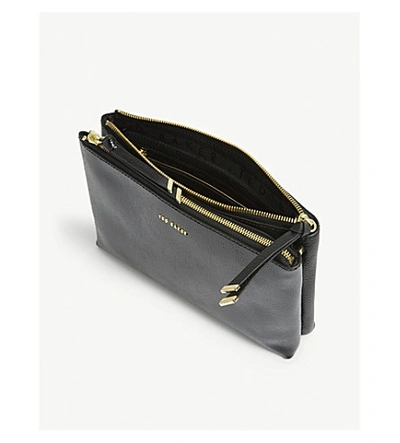 Shop Ted Baker Deenah Double Zip Leather Cross-body Bag In Black