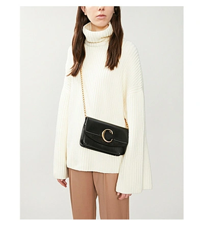 CHLO&EACUTE; C LEATHER AND SUEDE SHOULDER BAG