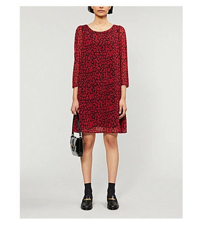 Shop Claudie Pierlot Puffed-sleeve Leopard-print Crepe Mini Dress