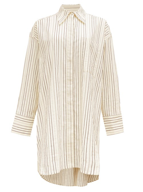 Ssone Oversized Striped Cotton-blend Shirt In White/blue | ModeSens