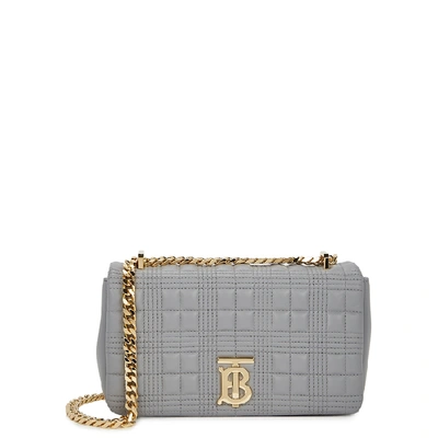 Shop Burberry Lola Small Grey Quilted Leather Shoulder Bag