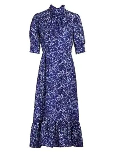 Shop Sea Celine Puff-sleeve Dress In Lapis