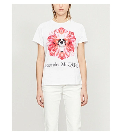 Shop Alexander Mcqueen Graphic-print Cotton-jersey T-shirt In White