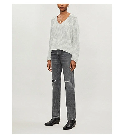 Shop Rag & Bone Rosa Mr Boyfriend High-rise Straight Jeans In Blk Magic