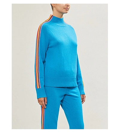 Shop Chinti & Parker Ripple Striped Wool And Cashmere-blend Jumper In Bright Blue Rainbow