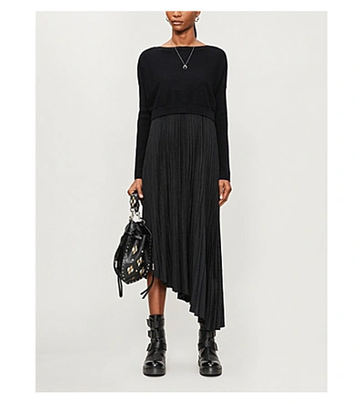 Shop Allsaints Evetta Crepe Midi Dress In Black