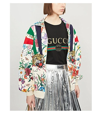 Shop Gucci Logo-print Cotton-jersey T-shirt In Black