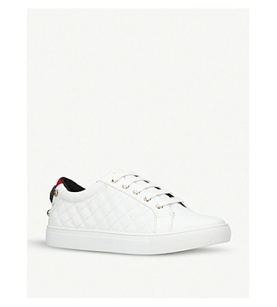 Shop Kurt Geiger Ludo Quilted Embellished Trainers In White