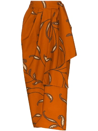 Shop Johanna Ortiz Eco Warrior Cotton Wrap Skirt In Orange