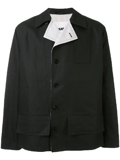 Shop Jil Sander Contrasting-lapel Straight-fit Jacket In Black