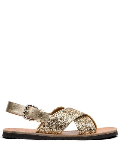 Shop Car Shoe Glitter-effect Slingback Sandals In Gold