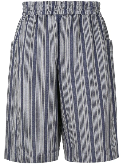 Shop Jil Sander Striped Casual Shorts In Blue