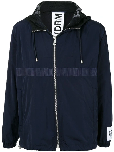 Shop Drome Hooded Zipped Jacket In Blue