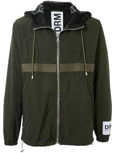Shop Drome Hooded Zipped Jacket In Green