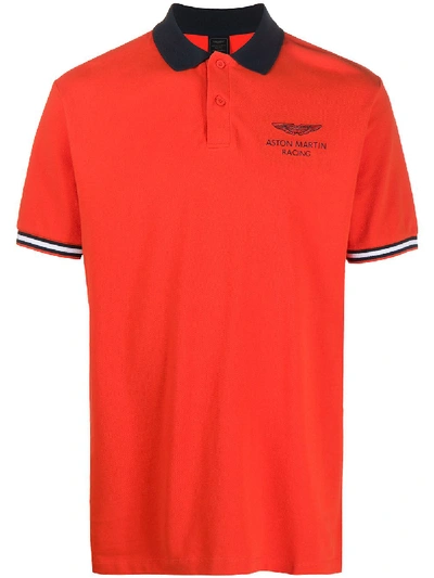 Shop Hackett Tipped Detail Short-sleeved Polo Shirt In Orange