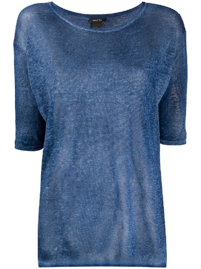 Shop Avant Toi Mesh-knit T-shirt In Blue