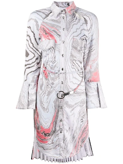 Thebe Magugu Suminagashi Tie-dye Print Shirt Dress In Grey