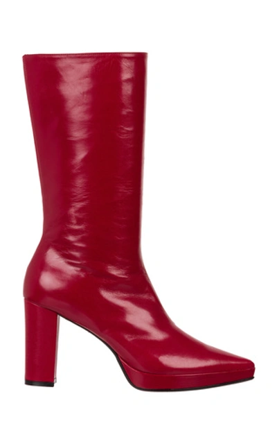 Shop Dorothee Schumacher Urban Coolness Leather Platform Boots In Red