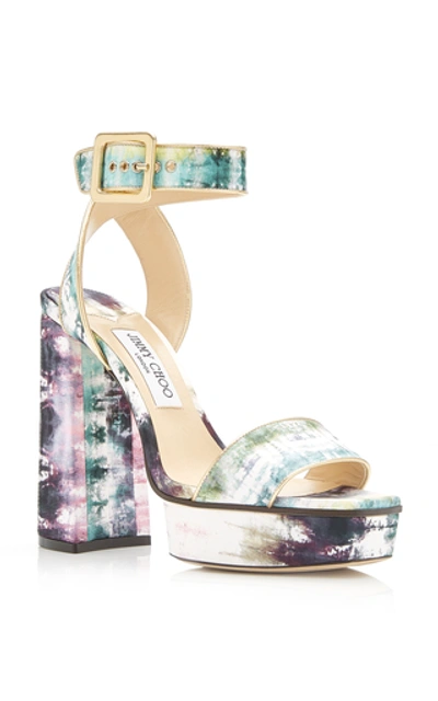 Shop Jimmy Choo Jax Tie-dye Leather Platform Sandals In Multi