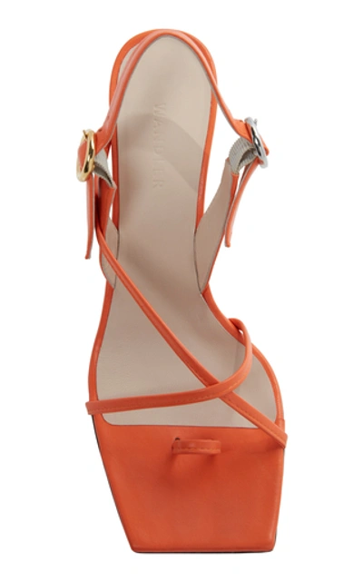 Shop Wandler Elza Strappy Leather Sandals In Orange