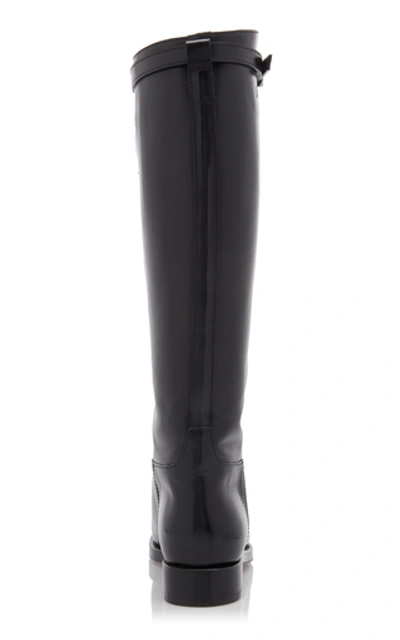 Shop Prada Leather Knee High Boots In Black