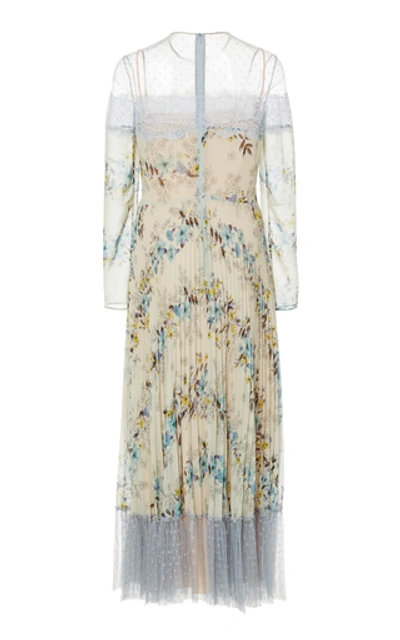 Shop Red Valentino Floral Printed Midi Dress In Blue