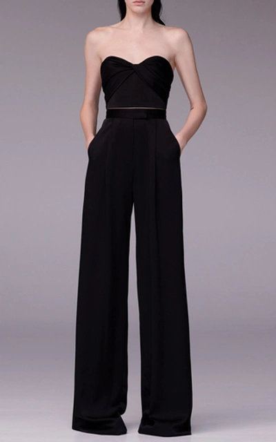 Shop Alex Perry Harley High-waist Flared Satin Trousers In Black