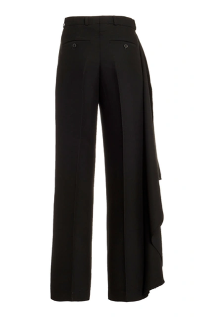 Shop Ami Alexandre Mattiussi Drape-detailed Cropped Wide-leg Trousers In Black
