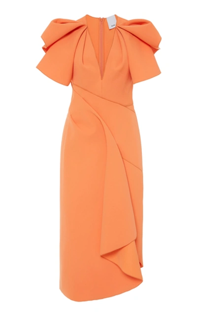 Shop Acler Redwood Gathered Midi Dress In Orange