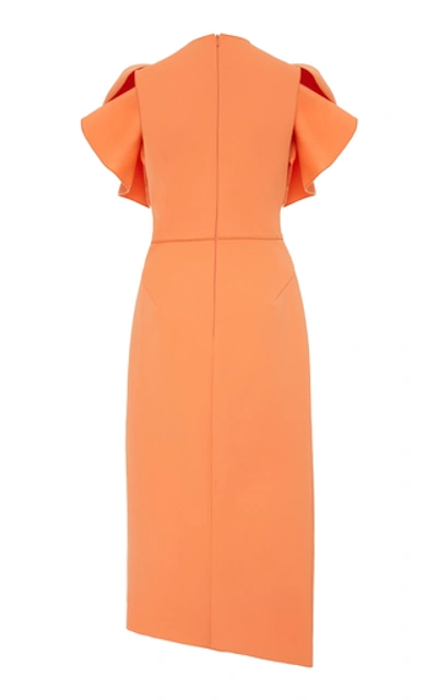 Shop Acler Redwood Gathered Midi Dress In Orange