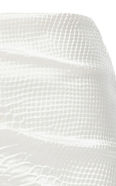 Shop Alex Perry Harley Snake-effect Satin Mini Skirt In White