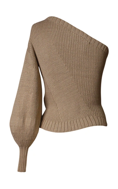 Shop Alejandra Alonso Rojas Ribbed Knit Sweater In Brown