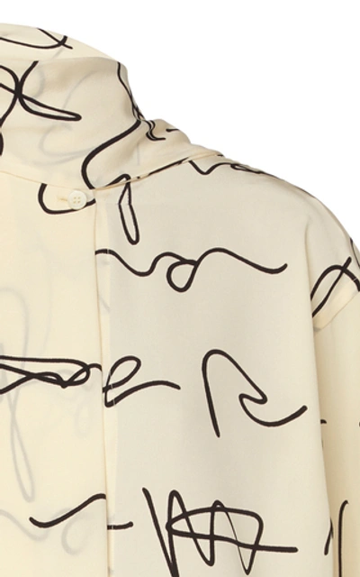 Shop Victoria Beckham Printed Scarf-embellished Silk Top In White