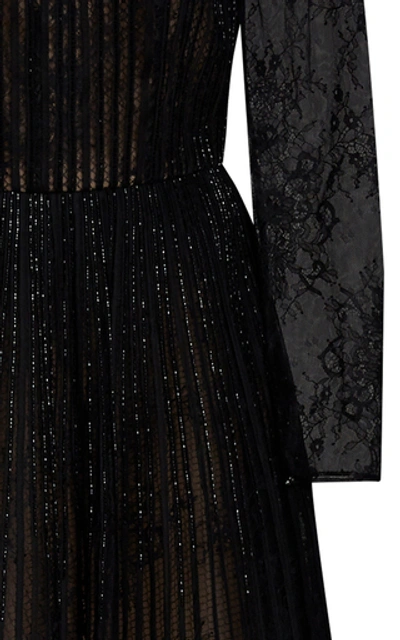 Shop Oscar De La Renta Bead-embellished Lace Cocktail Dress In Black