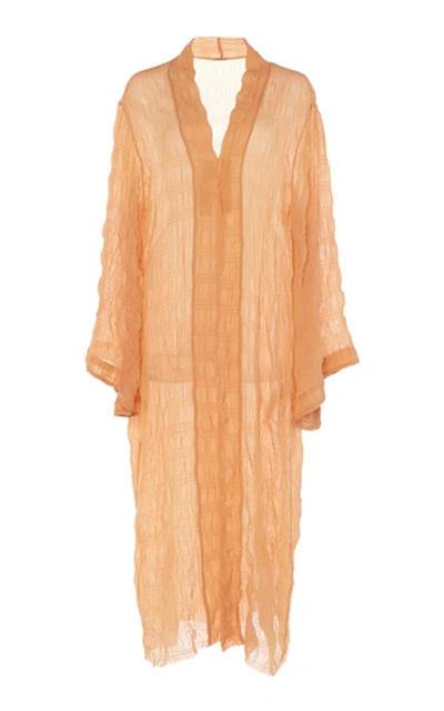 Shop Johanna Ortiz The Era Of Truth Crinkled Chiffon Kimono In Orange