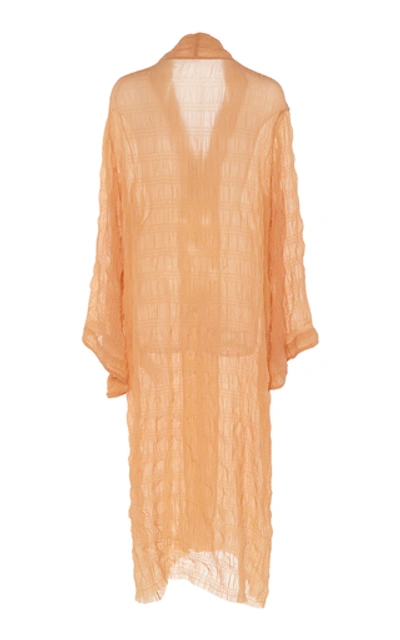 Shop Johanna Ortiz The Era Of Truth Crinkled Chiffon Kimono In Orange