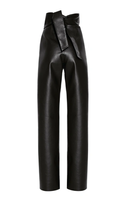 Shop Aleksandre Akhalkatsishvili Faux-leather Straight-leg Wrap Pants In Black