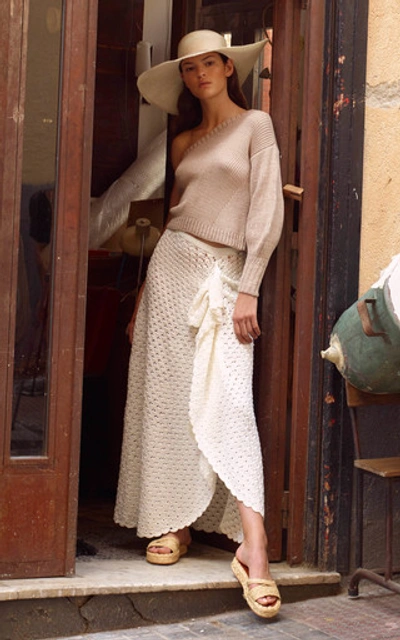 Shop Alejandra Alonso Rojas Crochet-knit Skirt In White