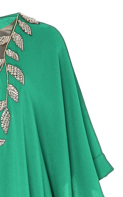 Shop Oscar De La Renta Exclusive Embellished Silk-georgette Caftan In Green