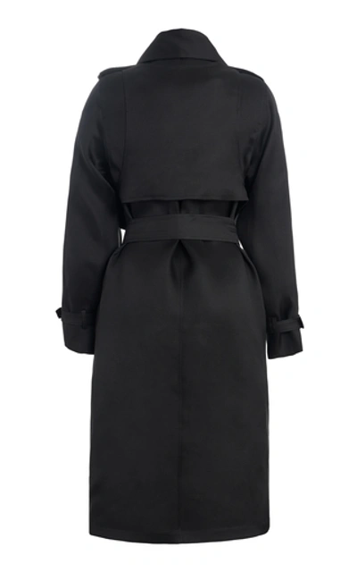 Shop Max Mara Maesa Silk Trench Coat In Black