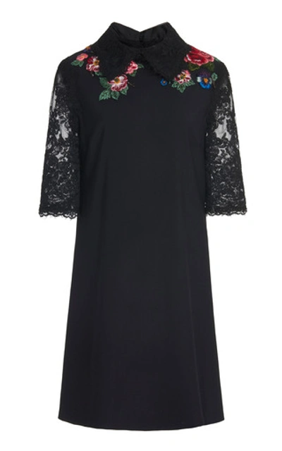 Shop Marchesa A-line Collar Mini Dress In Black