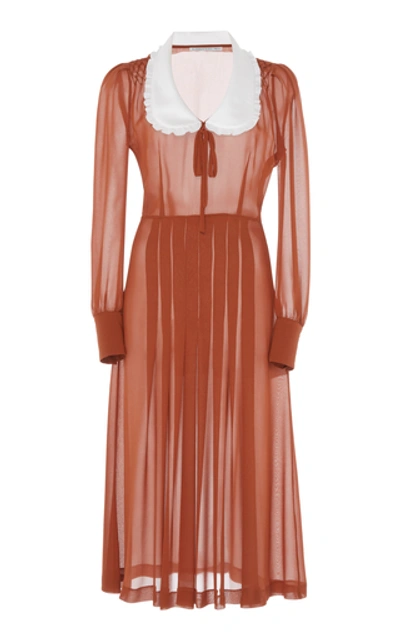 Shop Alessandra Rich Silk Georgette Dress In Orange