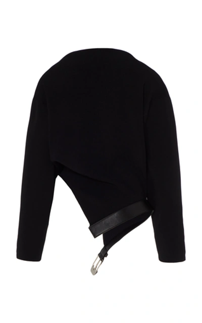 Shop Proenza Schouler Belt-detailed Asymmetric Draped Knit Top In Black