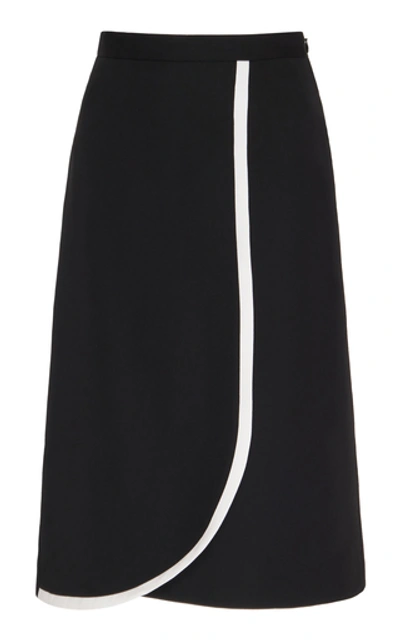 Shop Alessandra Rich Wool Wrap Skirt In Black