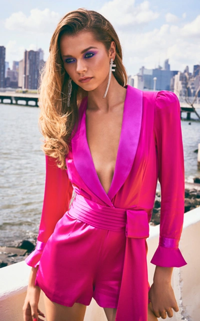 Shop Retroféte Elizabeth Belted Playsuit In Pink