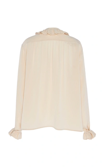 Shop Victoria Beckham Ruffled Silk-chiffon Top In White
